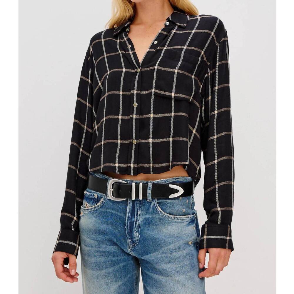 NEW RAILS malin plaid button down shirt in onyx sand birch